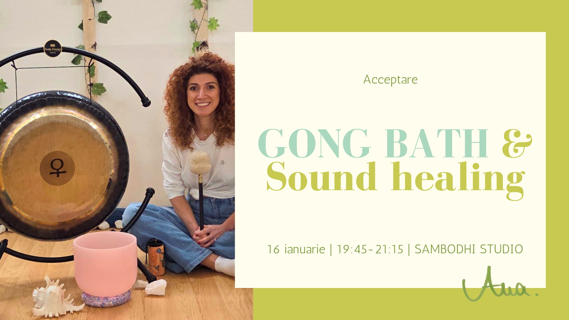 Baie de sunete pentru corp și minte. Gonguri planetare, boluri și clopoței. Sesiuni live pentru relaxare, reechilibrare și regenerare.